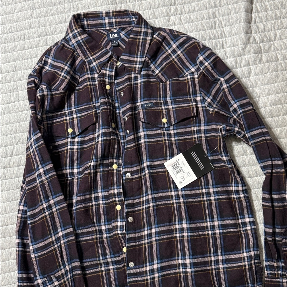 Lee Checkered Long Sleeve Shirt in Blue and Brown